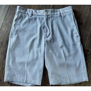 Walter Hagen Shorts Men's 32 Blue Seersucker Striped Majors 11 Golf Chino Style
